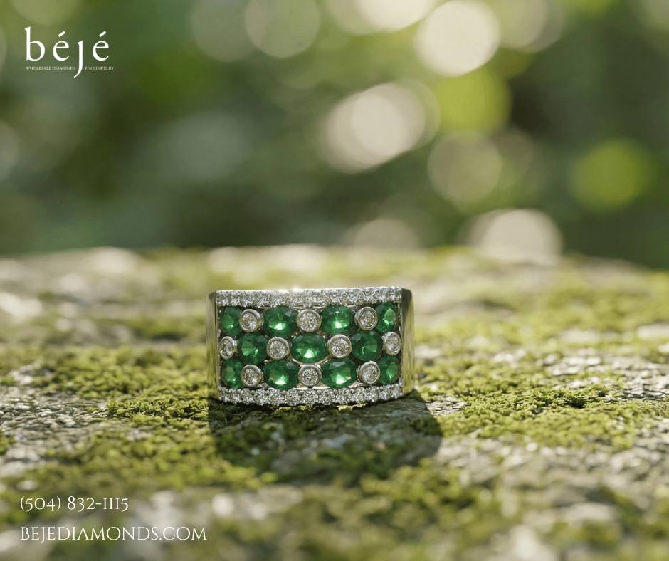 Emerald Brilliance in a Bold Luxury Band - jewelry store in metairie - beje diamonds