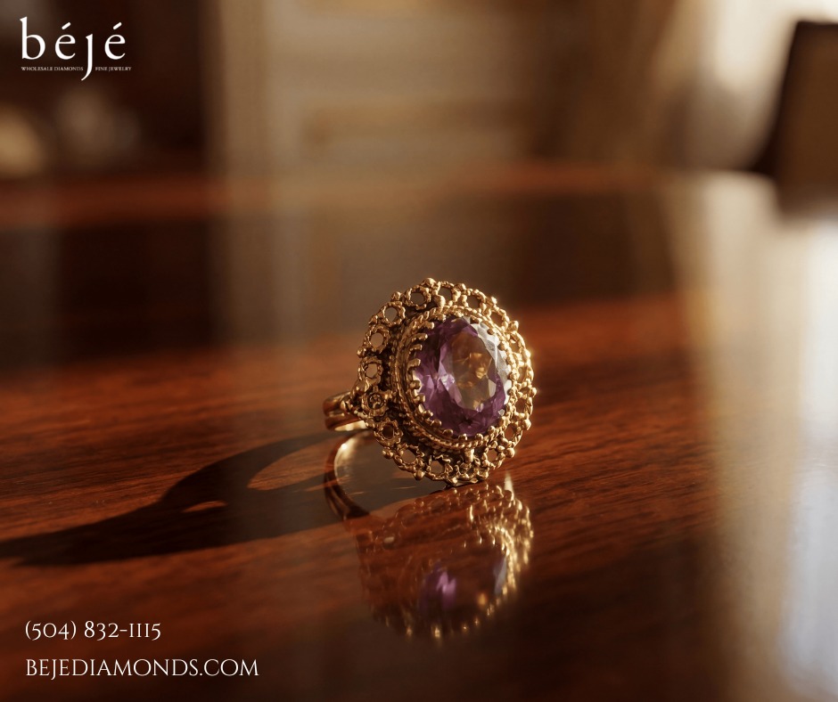 Old World Glamour in Gold and Amethyst - jewelry store in metairie - beje diamonds