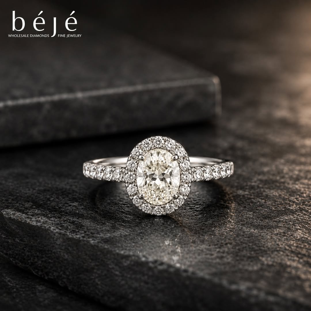 Oval Halo Engagement Ring - jewelry store in metairie - beje diamonds