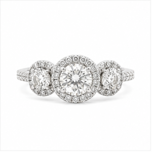 1.35CTW Three Stone Diamond Ring in 14K White Gold