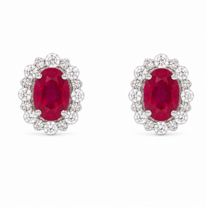 Ruby and diamond stud earrings.