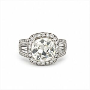 5.24 CTW Cushion Cut Diamond Ring in 18K White Gold