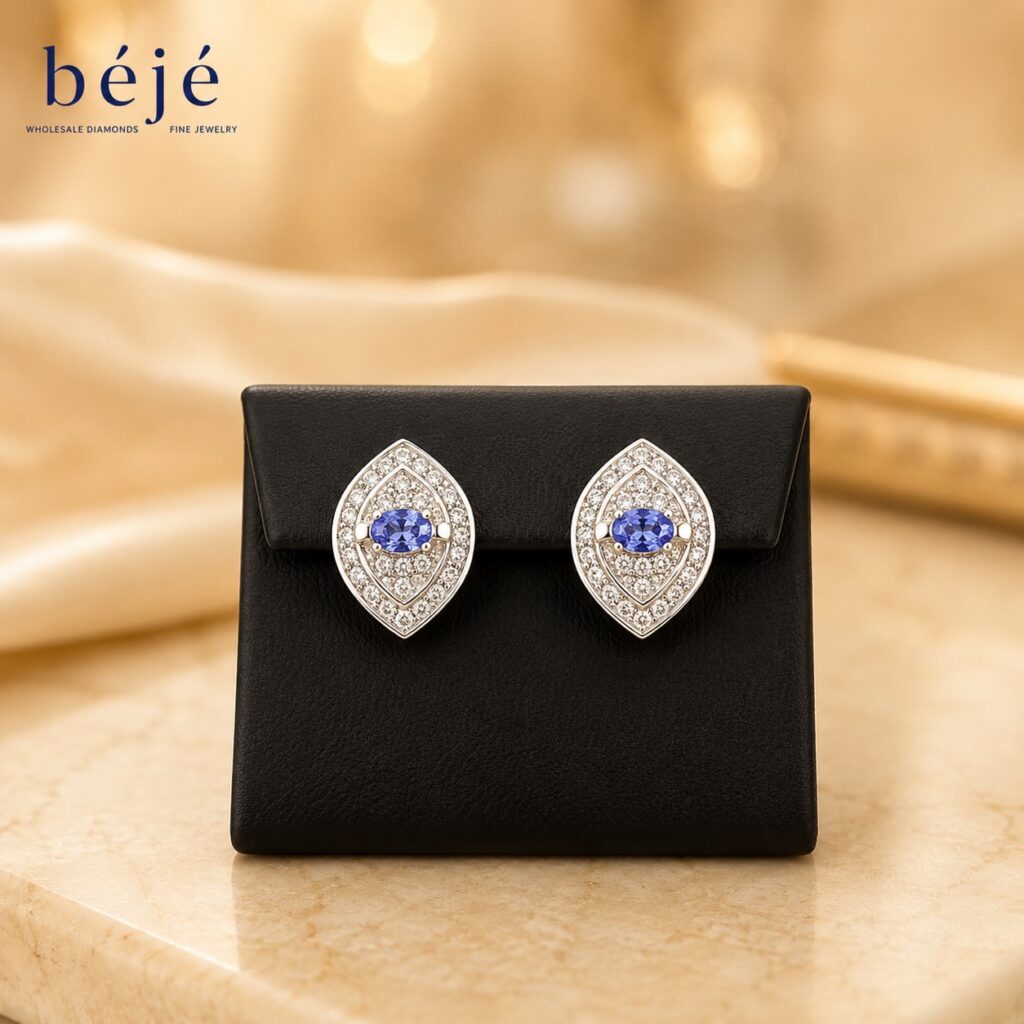 A Closer Look at These Elegant Sapphire and Diamond Earrings - jewelry store in metairie - beje diamonds